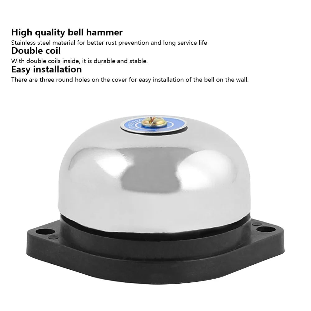 Time Signal 2 Inch Electric Bell Stainless Steel No Spark Fire Alarm Gong Inner Strike Type 220V 5W Electric Ring Home
