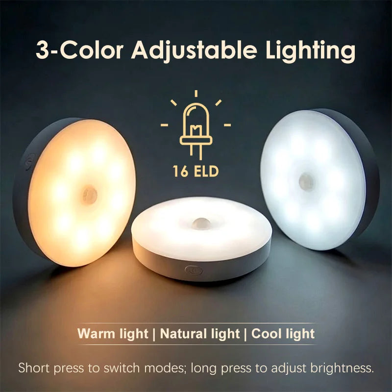 Magnetic LED Cabinet Light USB Rechargeable Motion Sensor Smart Emergency Night Lamp For Closet Cupboard
