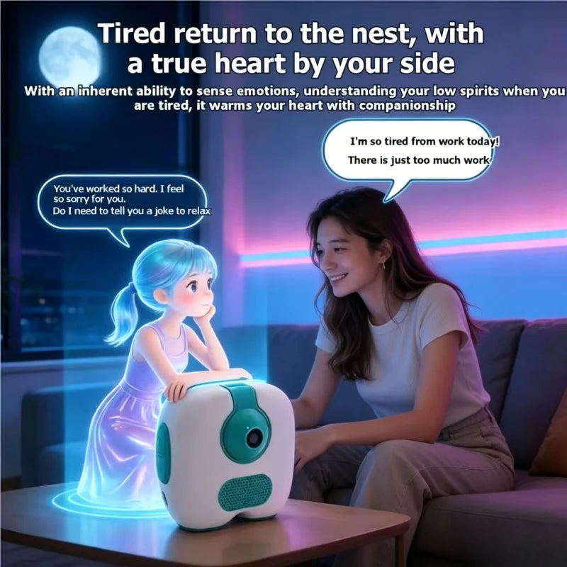 Smart AI Robot Clock WiFi Version Voice Control Assistant Image Recognition Storytelling Desktop Clock