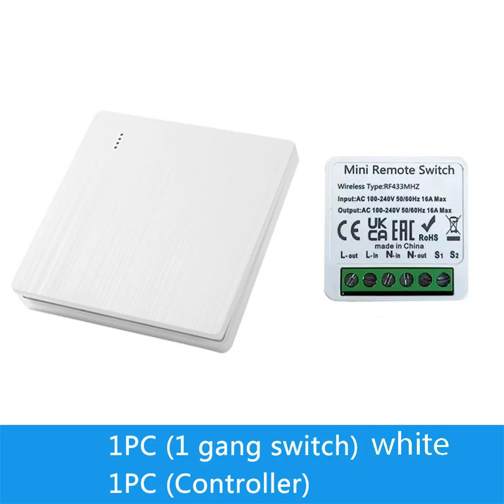 Wireless Smart Switch Light 433Mhz RF 86 Wall Panel Switch with Remote Control Mini Relay Receiver Home Led Light Lamp Fan