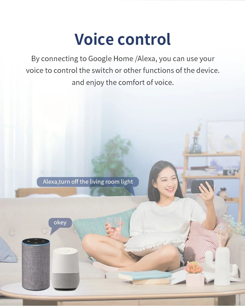 20A/16A/10A WIFI Switch Smart Home Automation Relay Module Wireless Control Switch Relay Breaker Voice Control Work Alexa Google