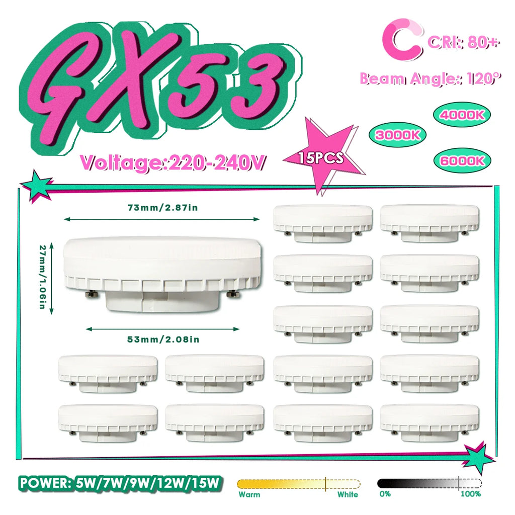 1-20pcs Hight Quality LED GX53 Bulb Spot Light 5W-15W 220V Reflector 50W Equivalent 3000K 4000K 6000K Retrofit The Fittings