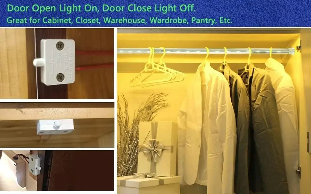 Wholesale Automatic Reset Cabinet Light Control Switch Wardrobe Closet Pantry White Black Normally Closed Lamp On Off Switch