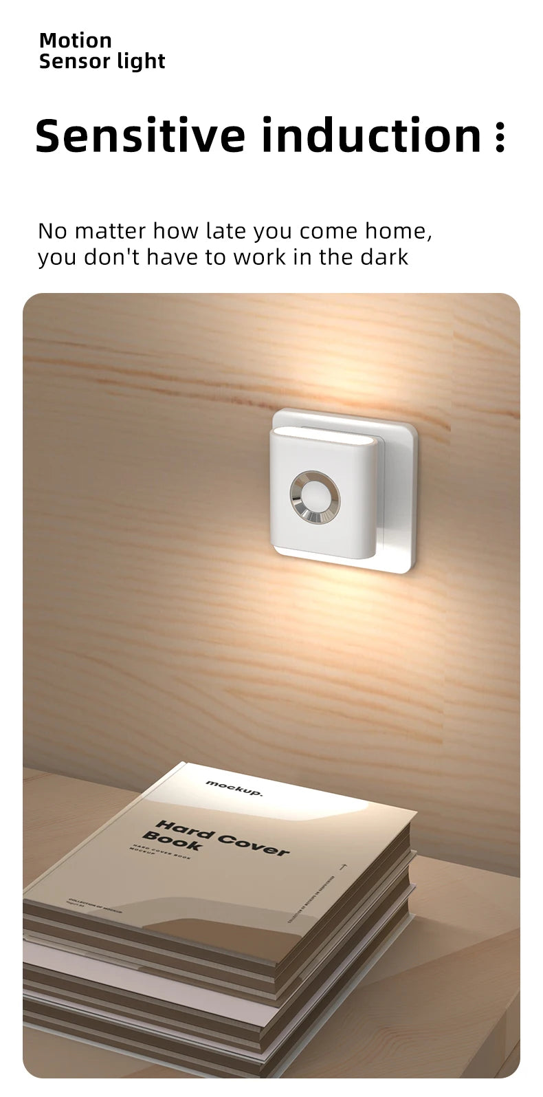 GGbingo Rechargeable Smart Home LED Night Light Lamp with Motion Sensor Kids Bedroom Decoration Light USB Lamp for Home Decor