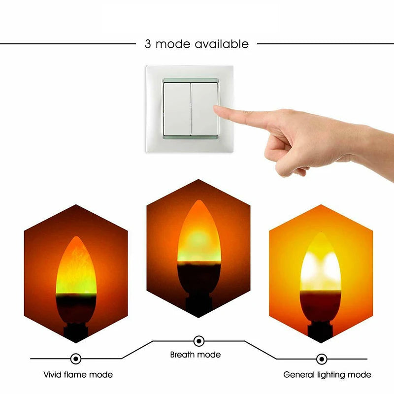 E27 LED Flame Lamp Flickering Fire Simulation Light Bulb E14 Dynamic Flame Effect Candle Light Creative Home Festival Decoration