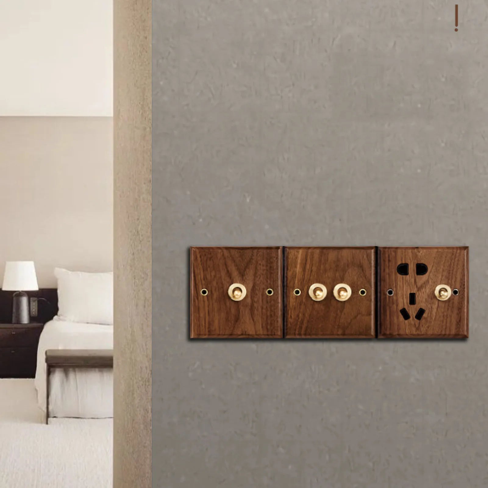 250V Single or Double Toggle Switch Retro Walnut Wood Wall Mount Panel with Brass Screw 50HZ