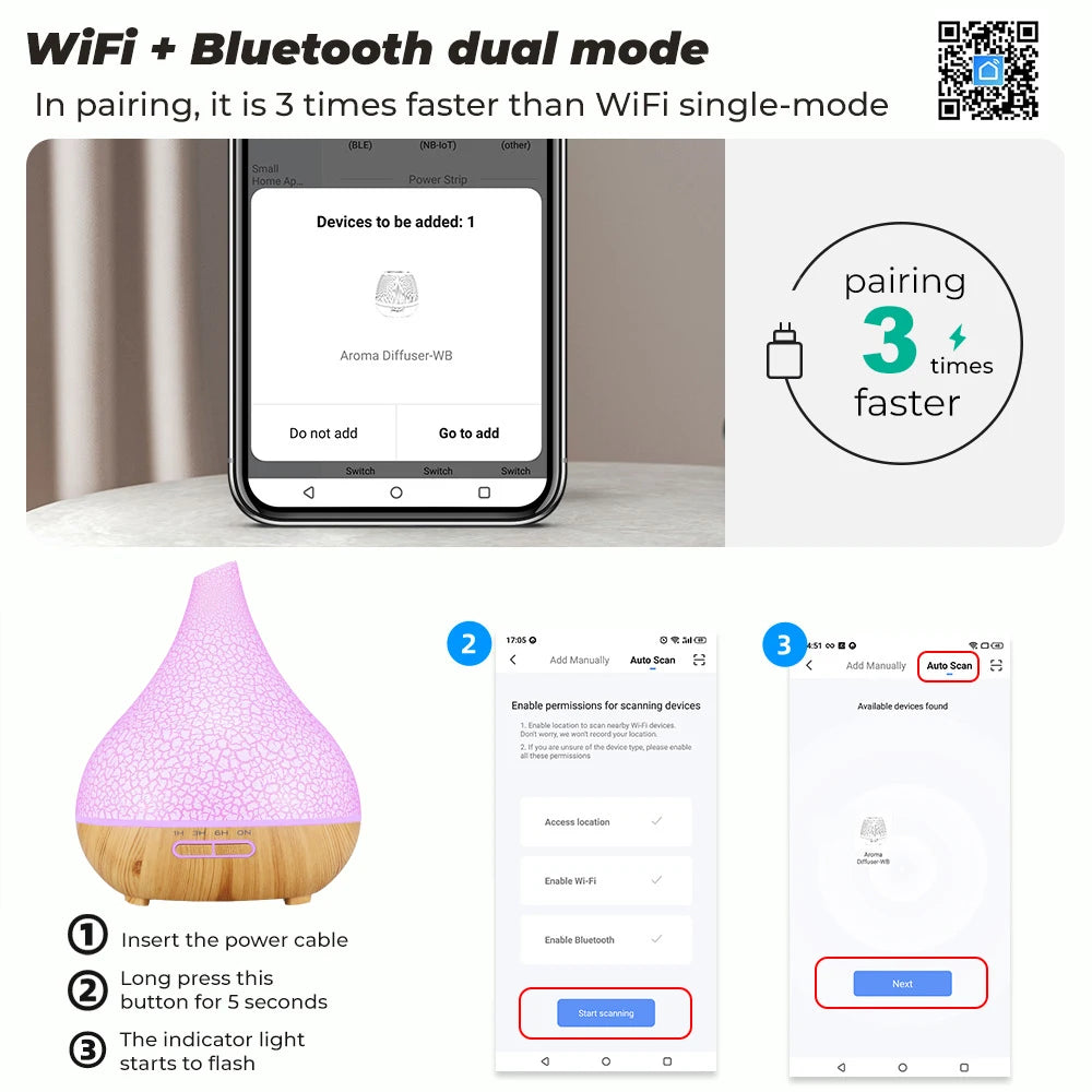 WiFi Smart 550ML Electric Aroma Diffuser Essential Oil Diffuser Air Humidifier Ultrasonic Remote Control Mist Maker Home