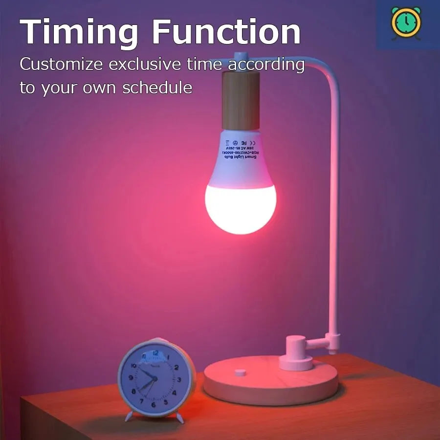 Tuya Smart WiFi LED Light Bulb E27 AC85-265V 12W 15W 18W Alexa Google Home Voice Control Smart Life APP RGB Color Changing Lamp