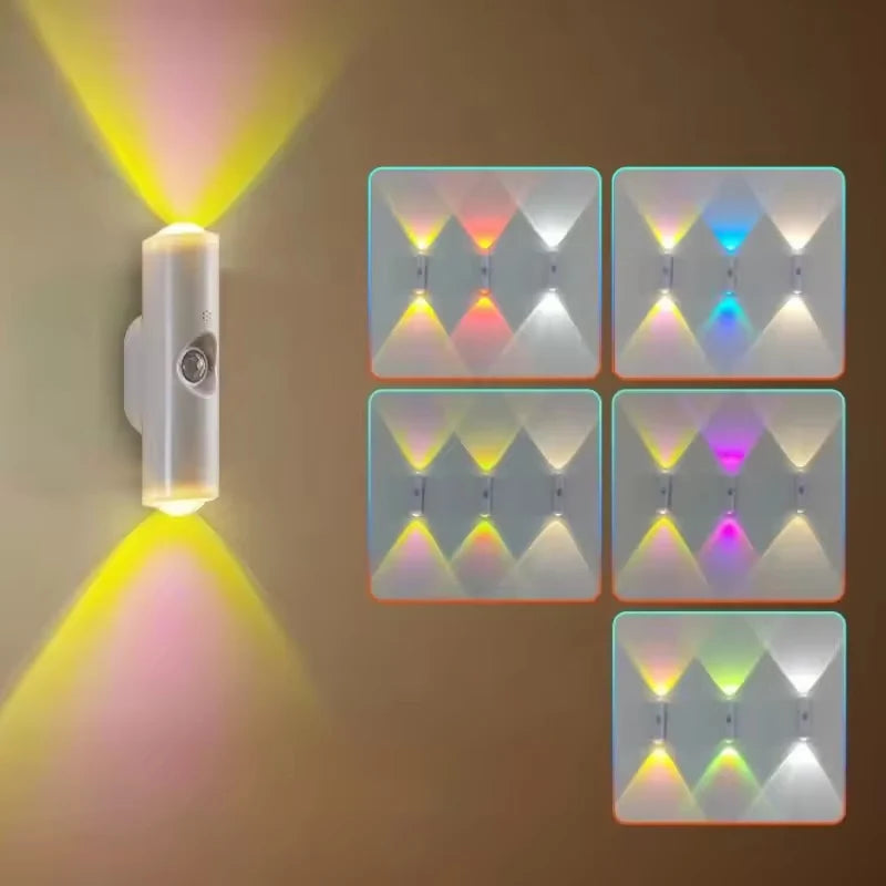 Smart RGB Gradient Night Light Magnetic Motion Sensor Rechargeable Wall Lamp for Bedroom Bathroom Closet Garden Home Decor