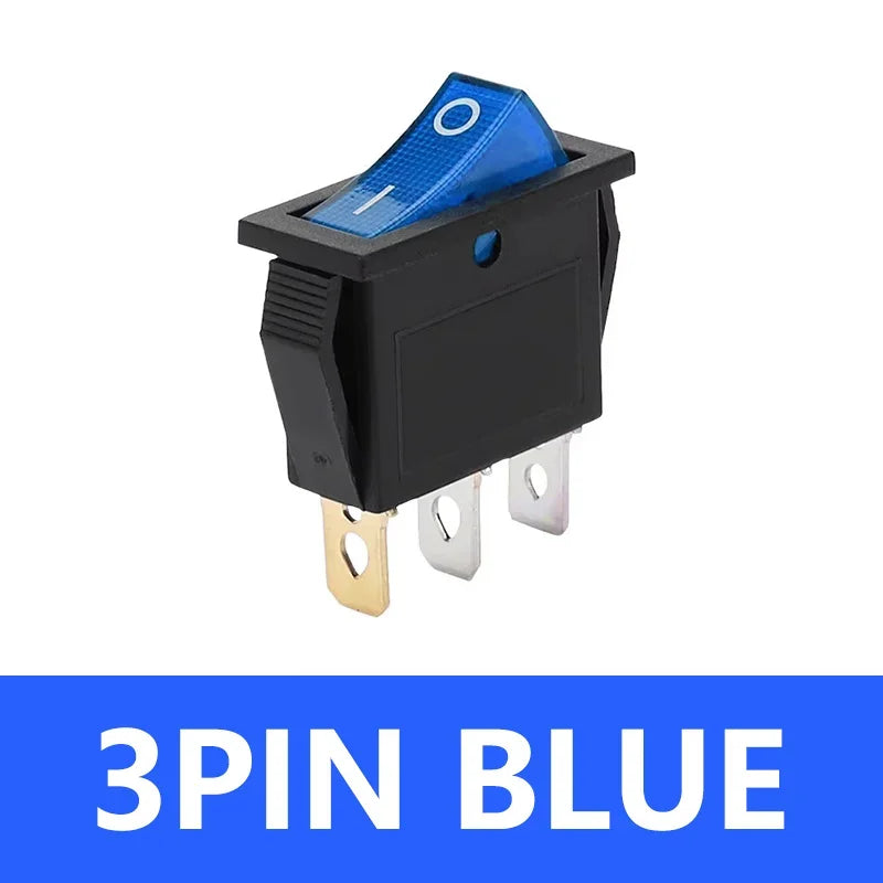 5/20PCS KCD3 Rocker Switch with LED ON OFF 16A 250V 220V 3 Pin 20A Small Light Cover Cap for Electric 2Position Switch
