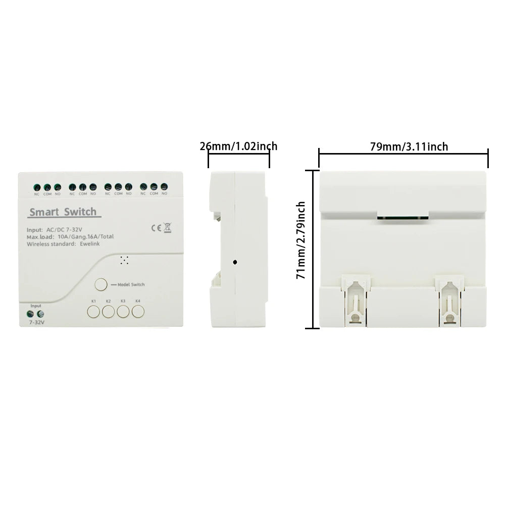 EWelink WiFi Smart 4CH Switch 220V 10A Relay Module APP Remote Control 12V 24V 85-250V Receiver Google Home Alexa