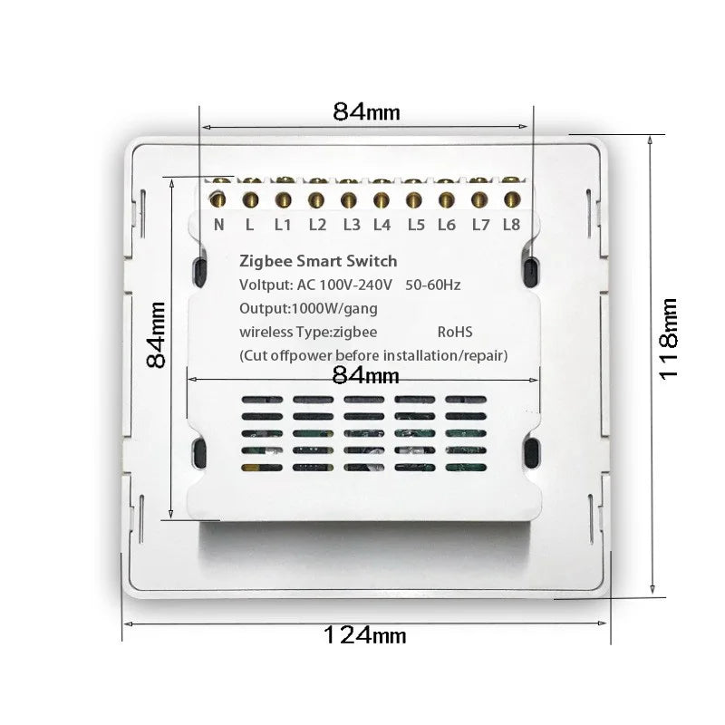 AlexXi Zigbee 4x4 Brazil Touch Sensor Glass Panel Light Switch Tuya Smart Life App 4/6/8 Gang Remote by Alexa Dot Google Home
