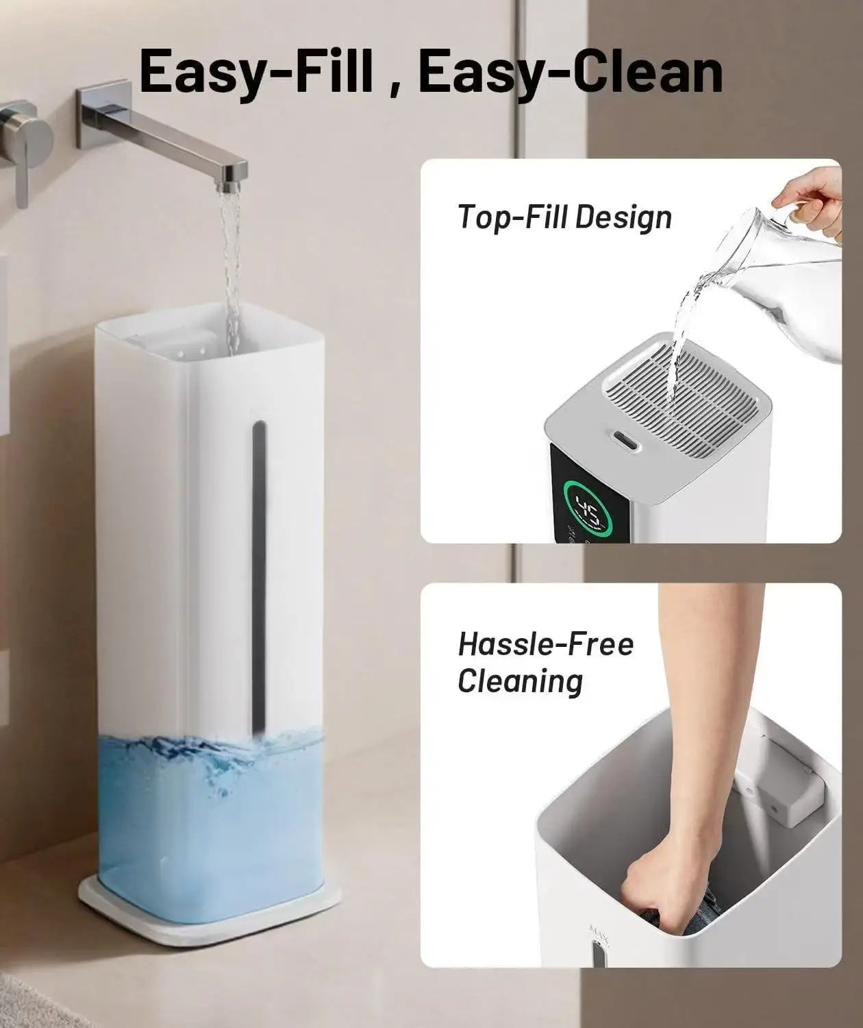 9L Smart Humidifier for Bedroom Ultrasonic Large Mist Air Humidifier Ultra-Quiet 28dB, Auto Shut-Off, Baby Safe White