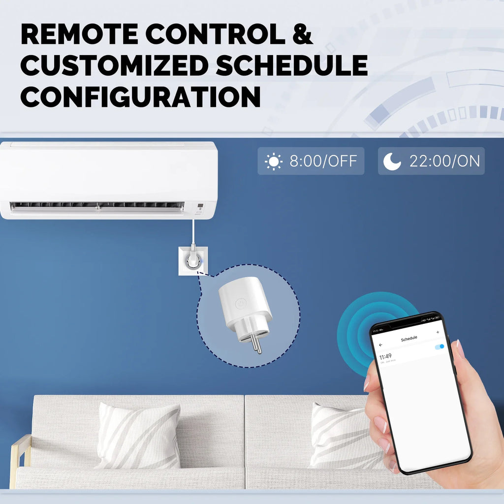 JSPTEC Smart EU Plug Matter WiFi Socket 16A Timer Outlet Support  Apple Homekit with Google Home Alexa
