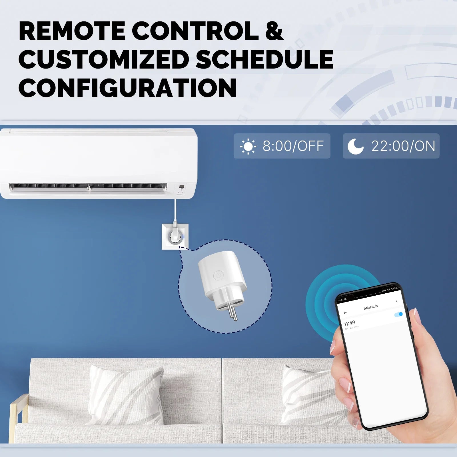 JSPTEC Smart EU Plug Matter WiFi Socket 16A Timer Outlet Support  Apple Homekit with Google Home Alexa