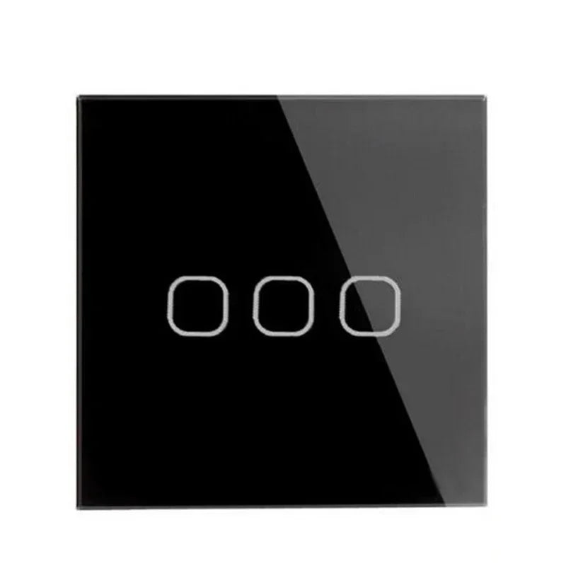 Touch Switch EU/UK Standard White Crystal Glass Panel Touch Switch, AC220V,1 Gang 1 Way, EU Light Wall Touch Screen Switch
