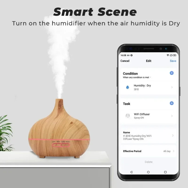 WiFi Smart 550ML Electric Aroma Diffuser Essential Oil Diffuser Air Humidifier Ultrasonic Remote Control Mist Maker Home