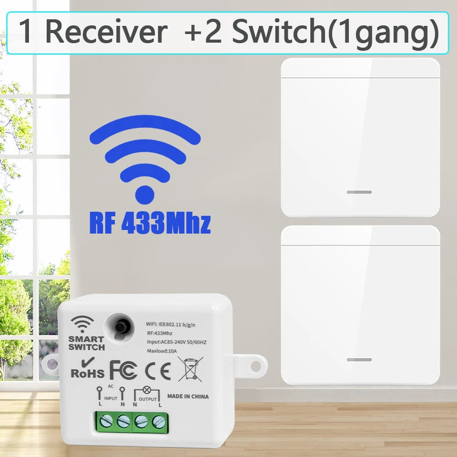 Wireless Light Switch 433MHz Remote Control 1/2/3Gang Interruptor Wall Smart Lighting Switch 10A 110V 220V For Lamp LED