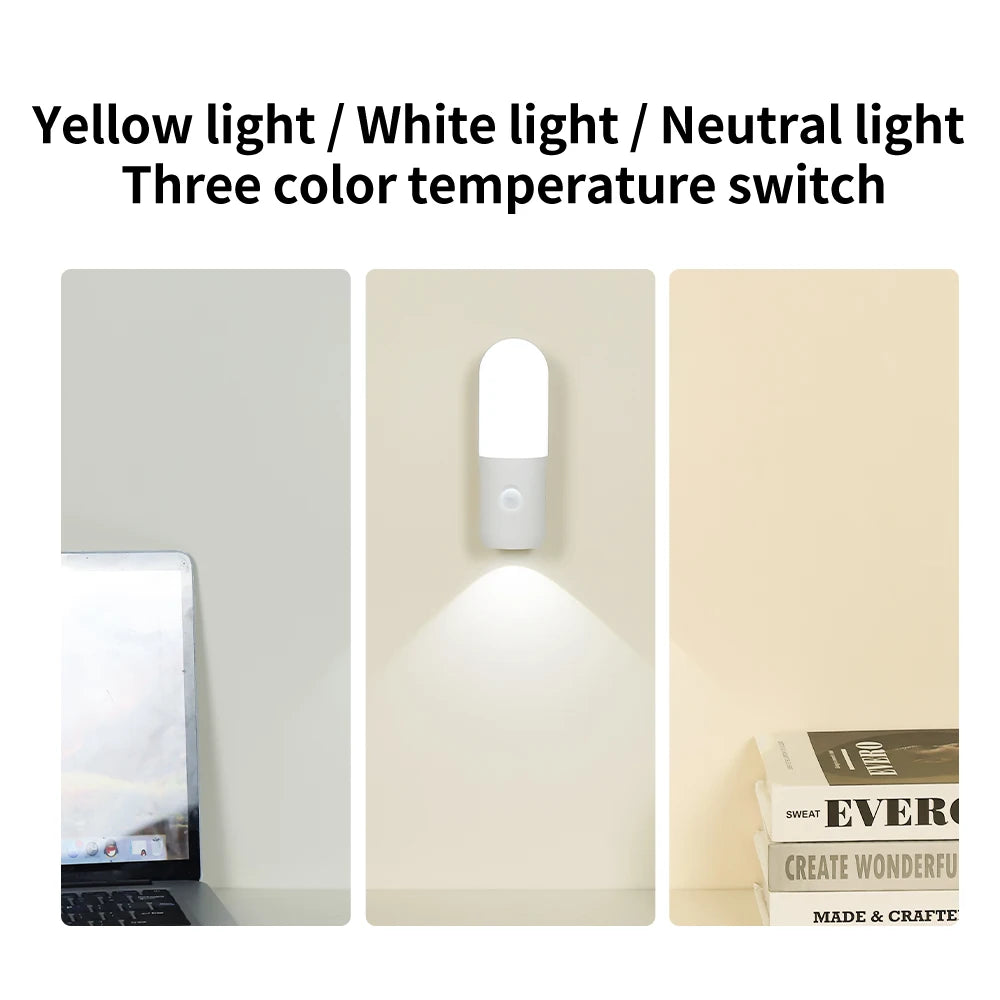 Rechargeable Magnetic Wall Light with Motion Sensor LED Night Light Suitable for Ambient Lighting in Corridor Stair and Cabinet