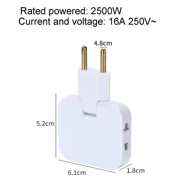 3 Way Multiple Outlet Splitter Extender 180 degree splitter adapter Flat swivel tee for a lightweight outlet Space Saving