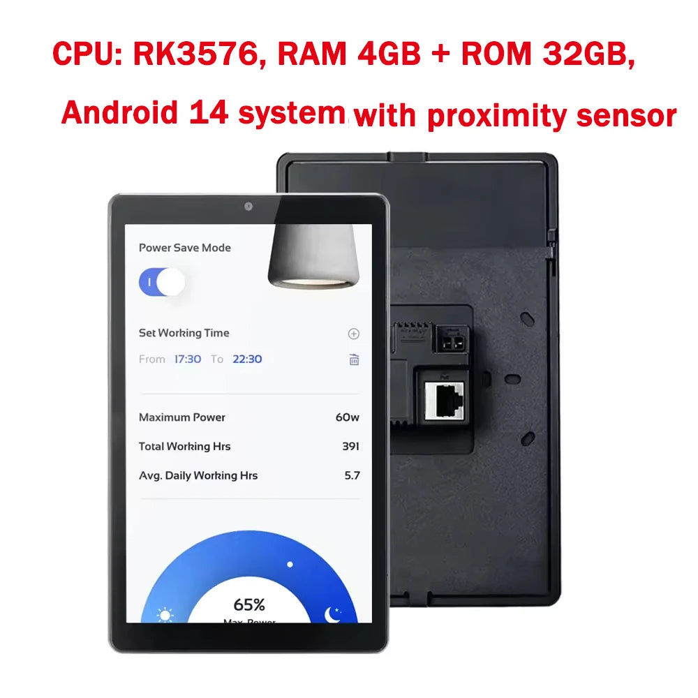2026 New Wall-Mounted Android 13/14 OS, PoE Tablet Smart Home Control Panel, Built-in Proximity Sensor, RS485, RJ45, Camera, LED