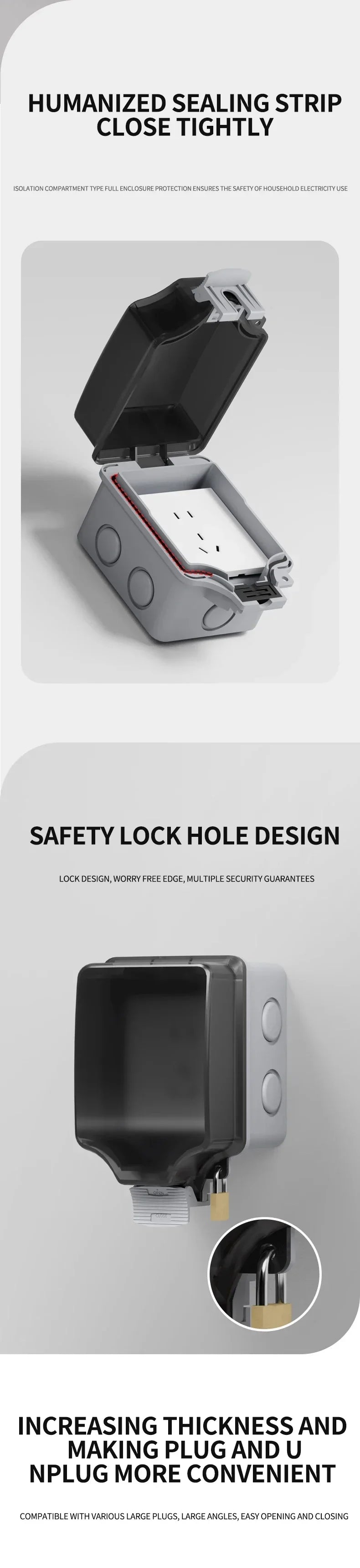 EU Socket IP66 Weather Dustproof Outdoor Plug Wall Socket Outlet Double Socket for Garden Garage Use Waterproof Box