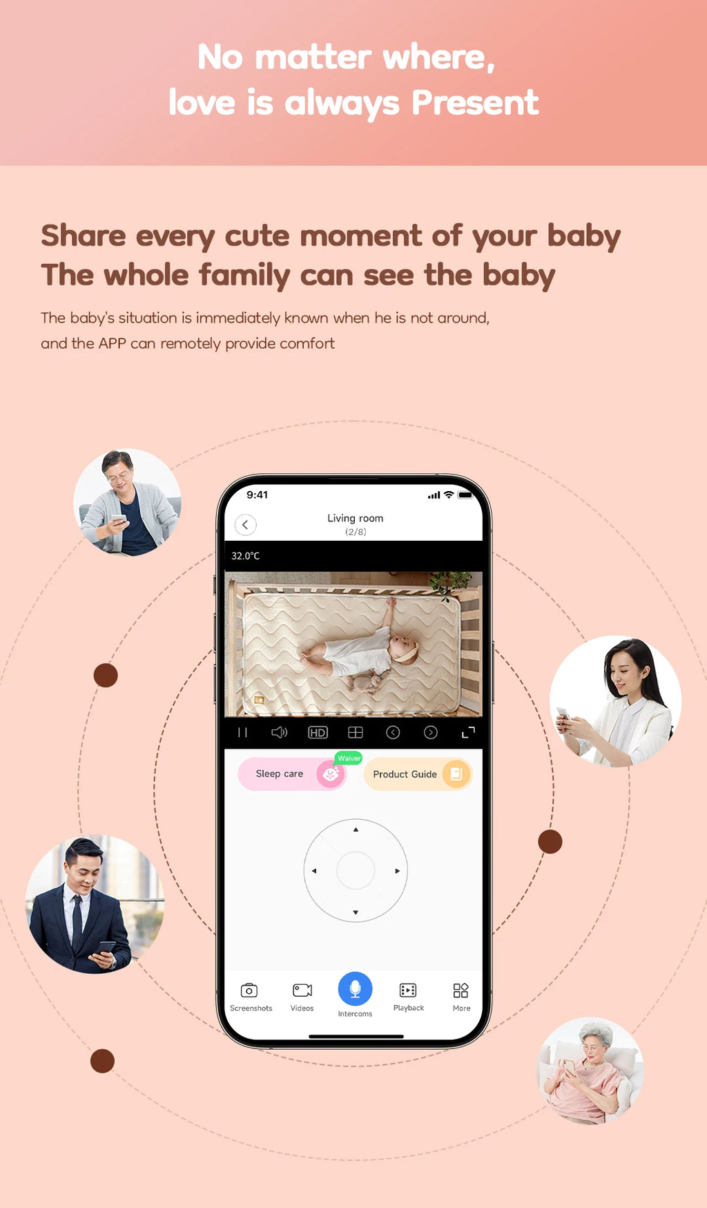 4MP WiFi xiaovv indoor Baby Monitor Two-Way Audio Motion Detection Night Vision Baby Camera for Home Security 360°