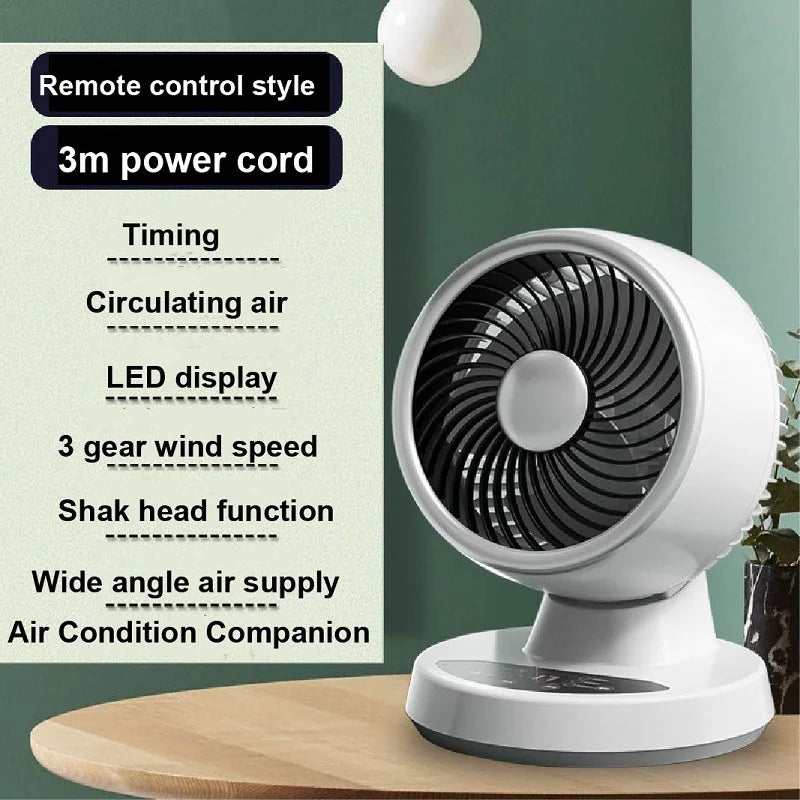 USB Smart Air Circulation Fan Electric Fan Floor Fan Silent Desktop Turbine Dormitory 3 Gear Cooling Timed Electric Fan Summer