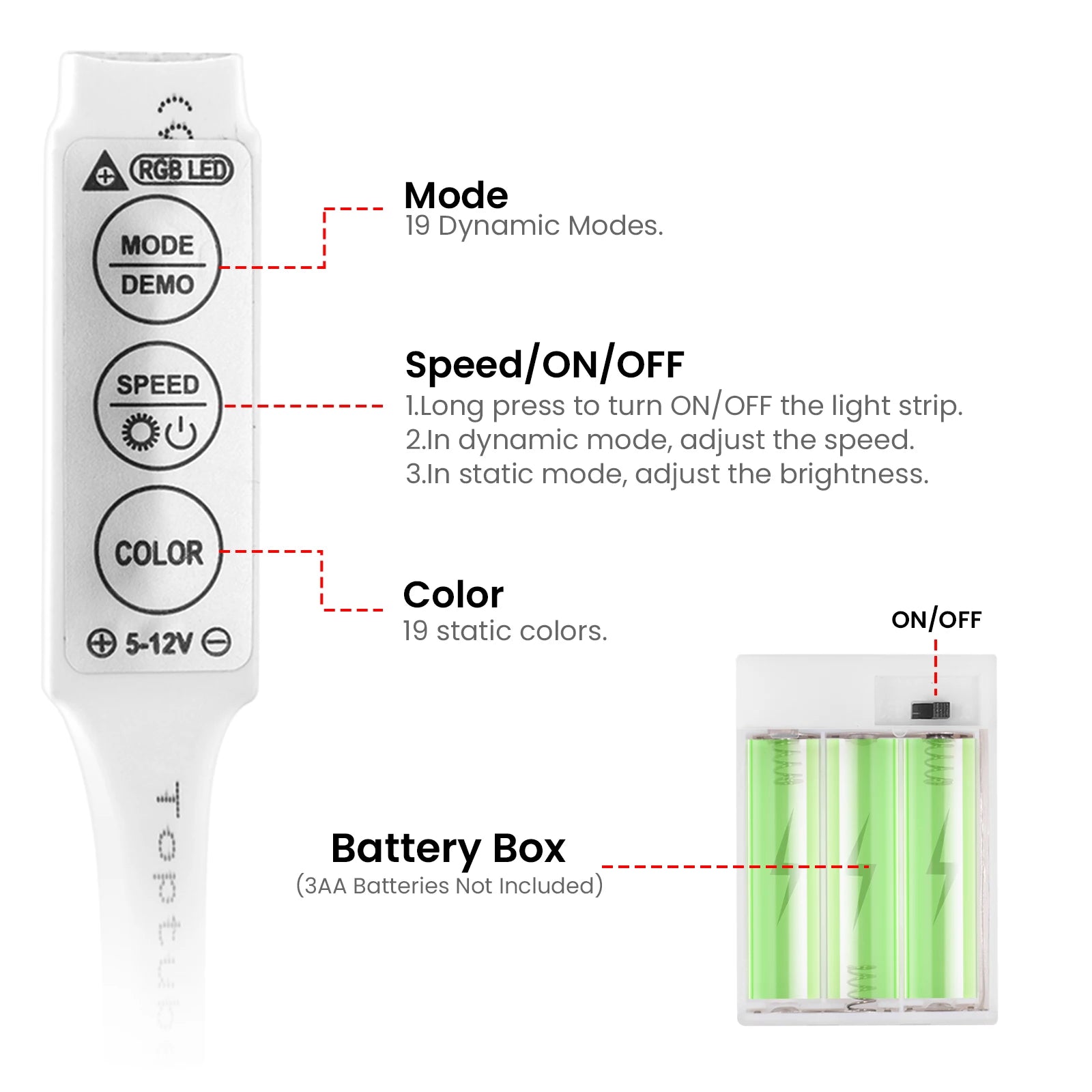 5V AA Battery RGB COB LED Strip Light Smart Bluetooth Dimmable Color Changing Flexible Tape Ribbon TV BackLight 17/24/44Key
