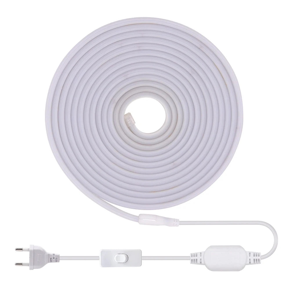 220V Switch COB LED Neon Strip Light 288LED AC EU Power Plug Kit White Pink Red 10 Color Waterproof Flex Tape Home Kitchen Decor