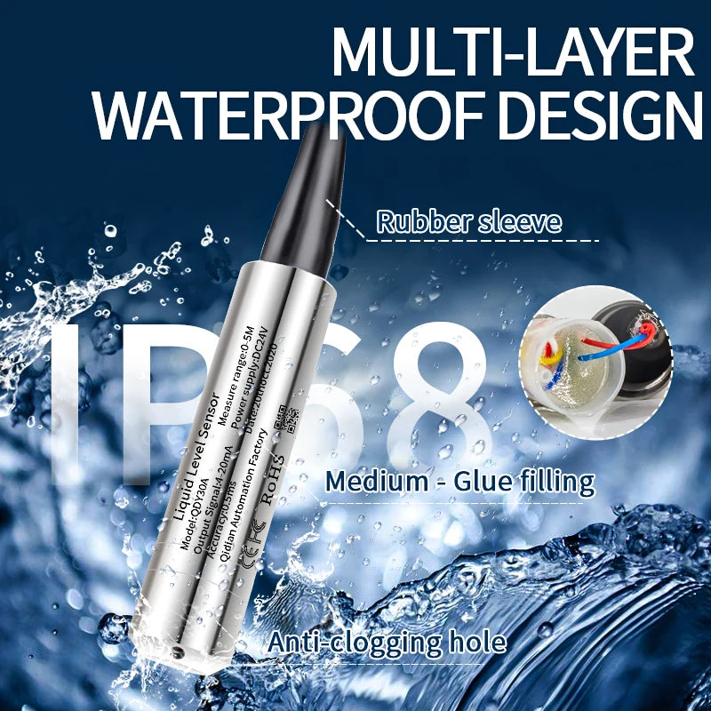 1m 2m 3m 5m Submersible Water Level Sensor 4-20mA Tank Well Pool 0-10V RS485 Level Sensor Transmitter