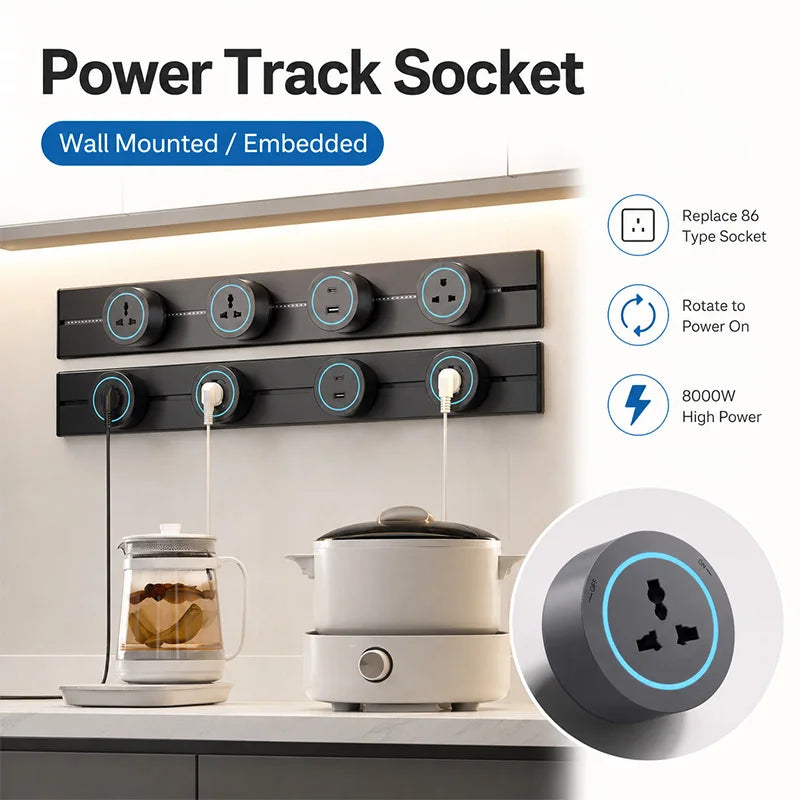 Power Track Socket Home Appliances Pop Electric Plug Adapter UK US EU Standard Wall Socket With Usb Embeded And Surface