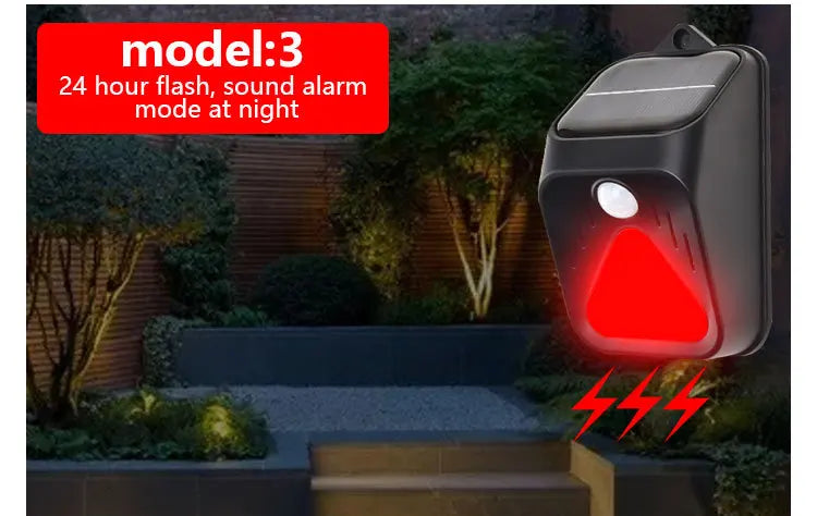 Waterproof Solar Powered Alarm Light Remote Control Motion Sensor Detector Siren Strobe Alarm Pet For Home Yard Outdoor Security