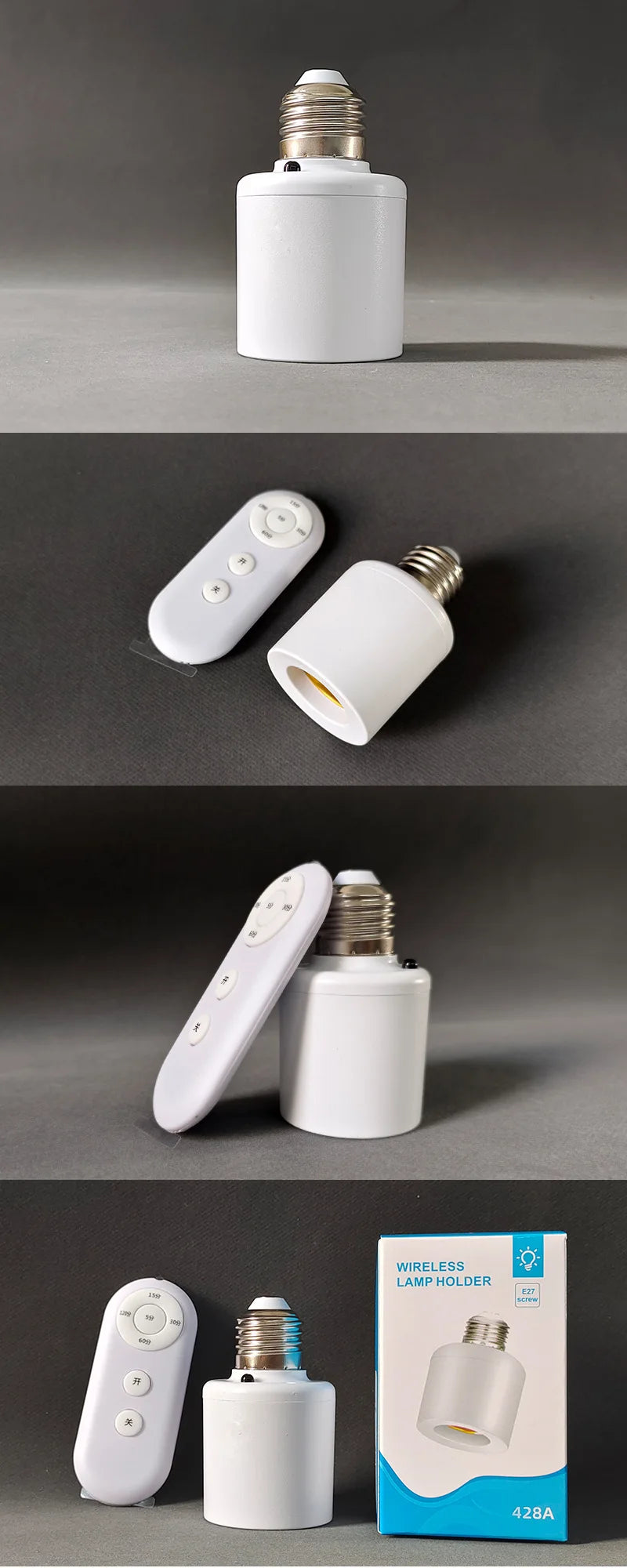 E27 60W Wireless Remote Control Smart Timer Switch Lamp Holder 110V 220V House Multi Light Switch Baby Room Bedroom Timer Switch