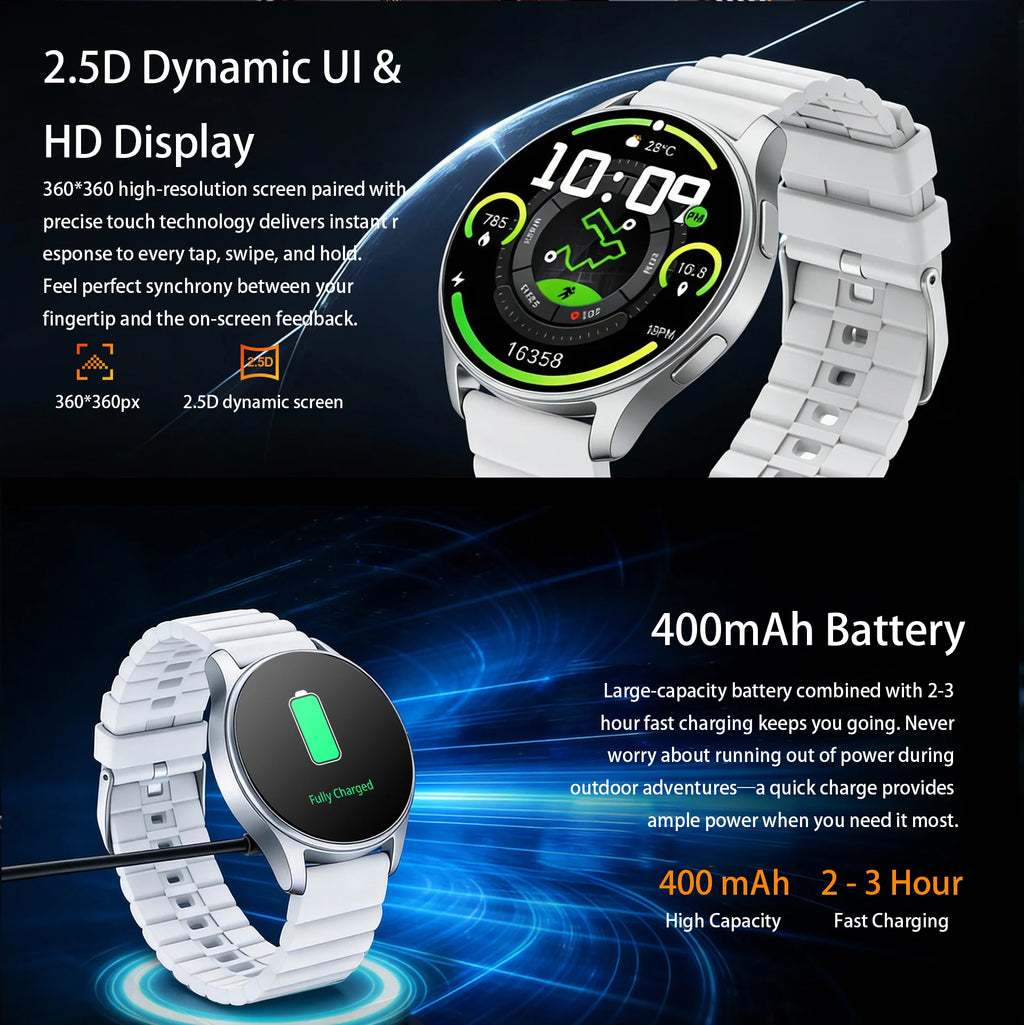 Men's and women's smartwatches, wireless dialing, fitness trackers, compatible with IOS and Android wearable smart wristbands