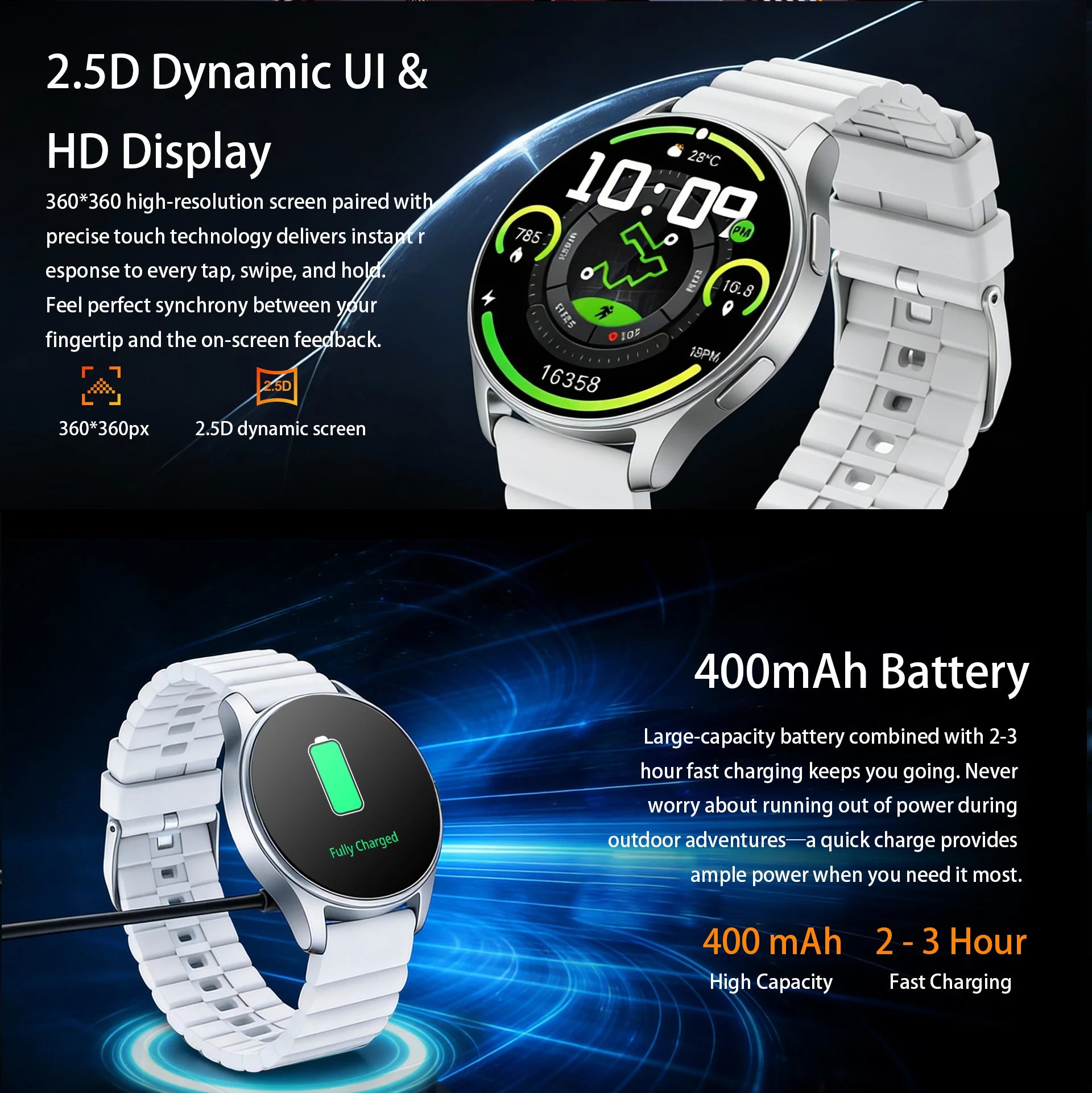 Men's and women's smartwatches, wireless dialing, fitness trackers, compatible with IOS and Android wearable smart wristbands