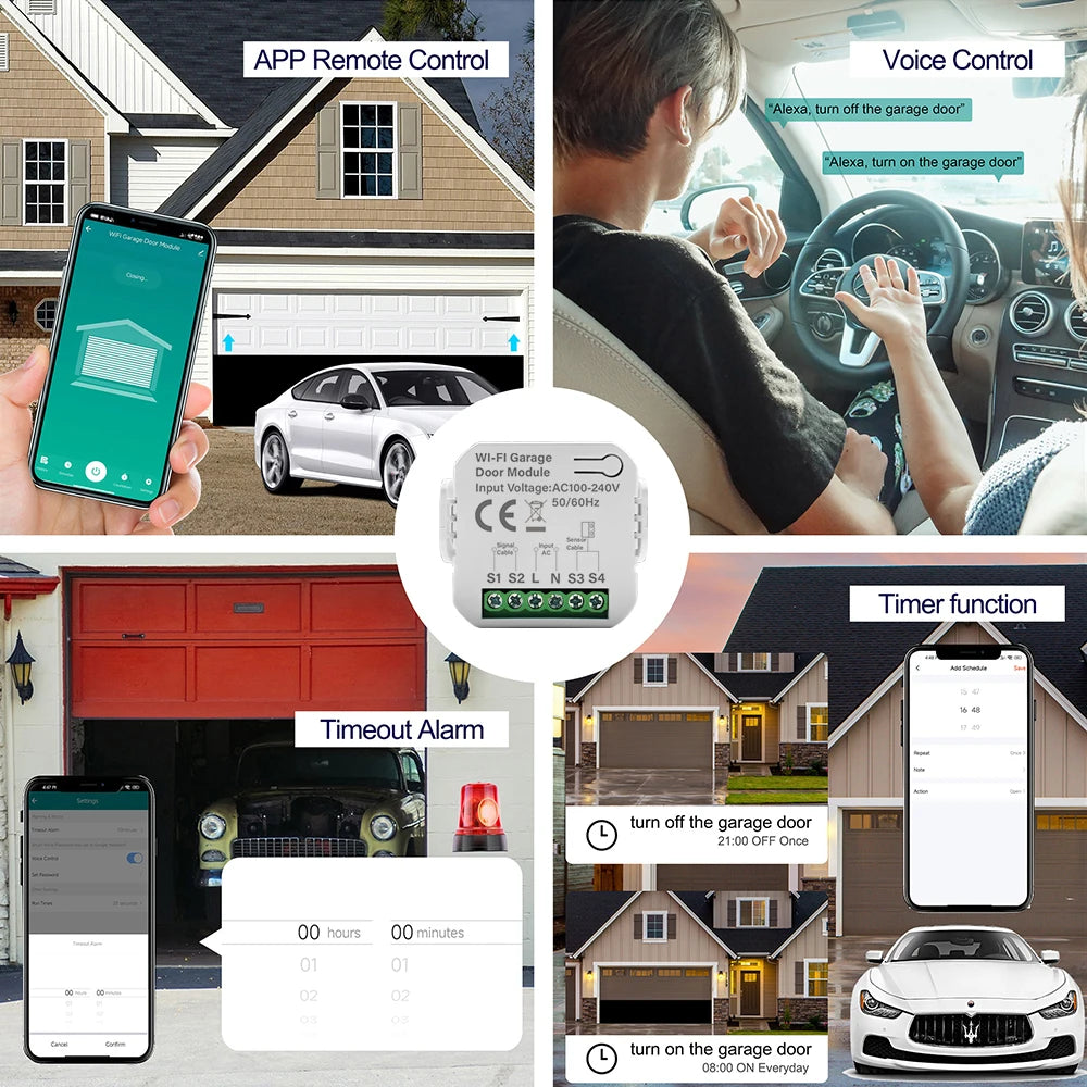 Smart Tuya WiFi Garage Door Switch Door Opening Smart Life APP Controller Remote Control Closing Works with Alexa Google Home