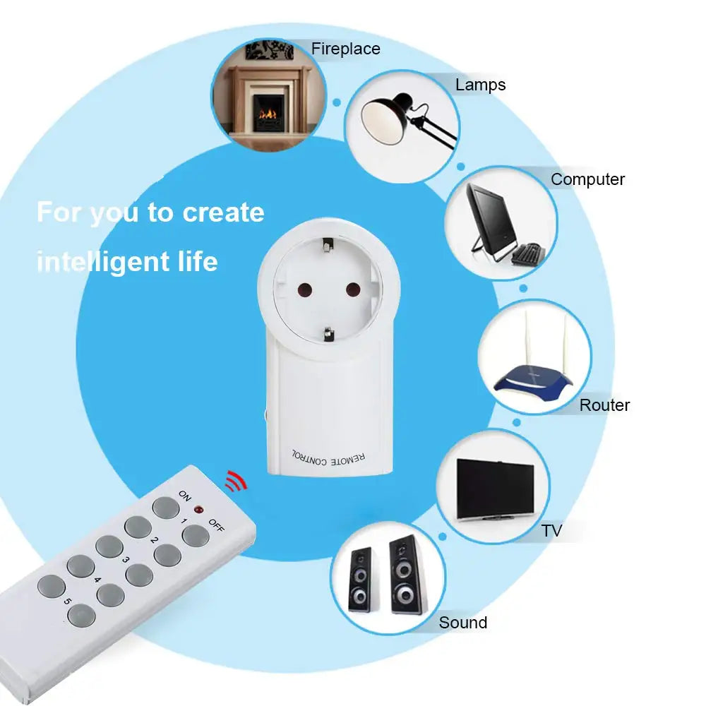 Wireless Smart Remote Control Power Outlet Light Switch Plug Socket Power Outlet Socket EU Plug with Remote Control
