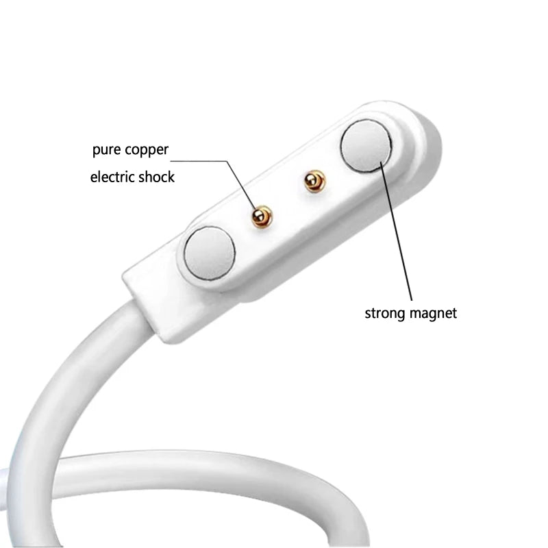 Universal 2Pin 4mm 7.62mm 4Pin Strong Magnetic Charge Cable USB Charging Line Cord Black White for Smart Watches