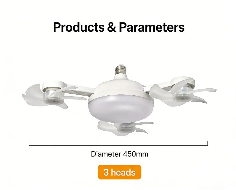 3/4 Heads Drone Style E27 Ceiling Fan Light 2-in-1 AC85-265V Three Colors LED Fan Lamp With Remote Control For Home Restaurant