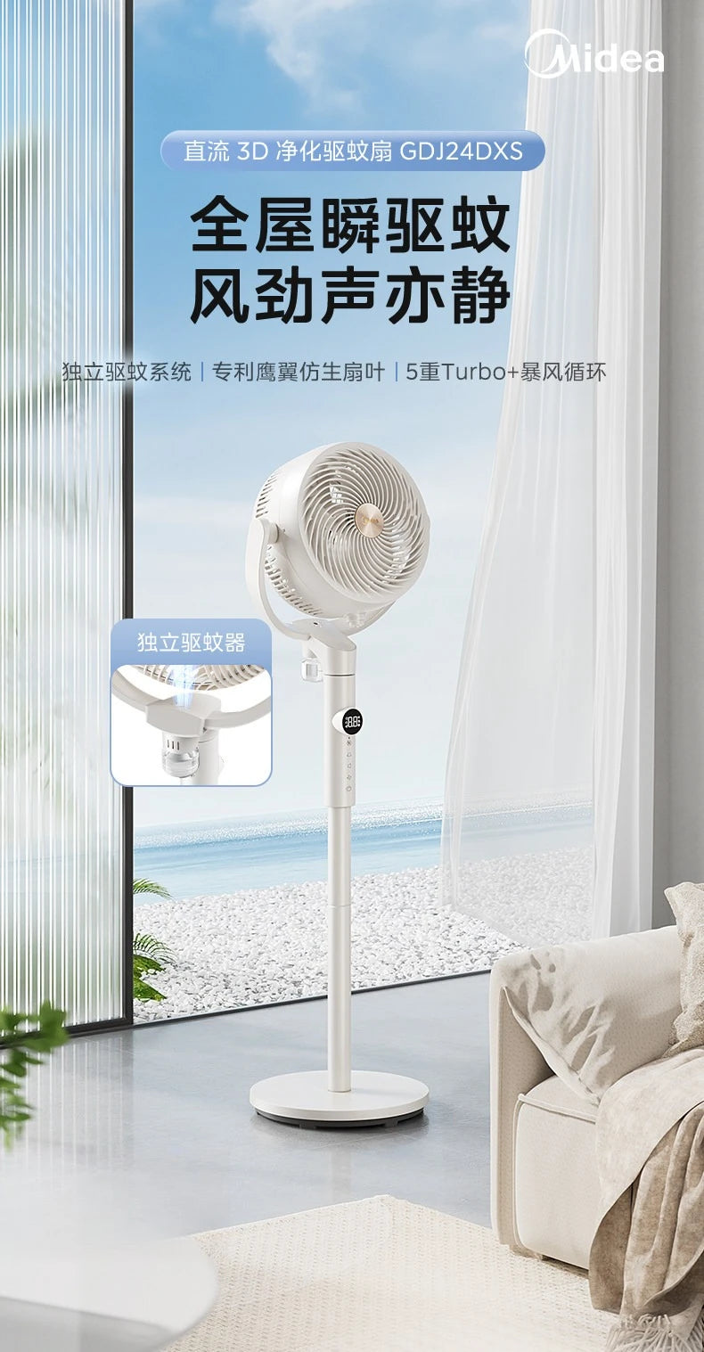 Smart Voice DC Inverter Air Circulator Fan, High Wind Mosquito Repellent Fan for Home Bedroom Baby Use