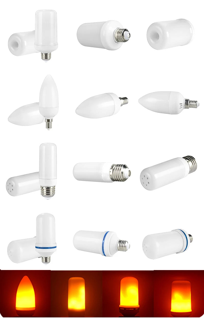 E27 LED Flame Lamp Flickering Fire Simulation Light Bulb E14 Dynamic Flame Effect Candle Light Creative Home Festival Decoration