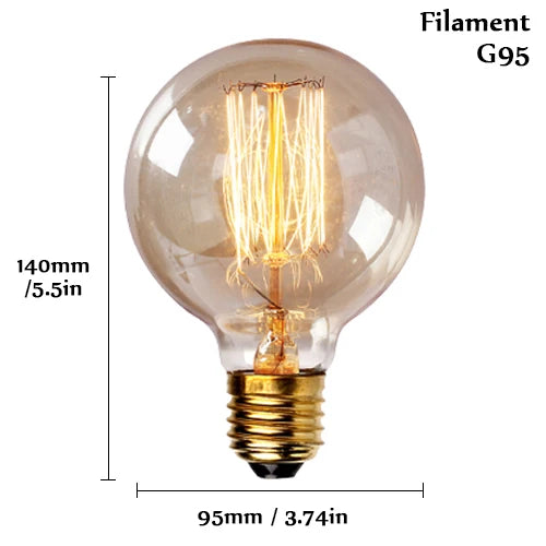 Retro Edison Bulb E27 220V 40W Light Bulb A60 ST64 T10 T45 G80 G95 Filament Vintage Ampoule Incandescent Spiral Lamp