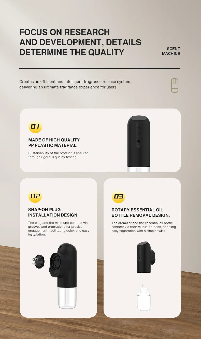 NAMSTE Smart Home Fragrance Diffuser Wall Mounted Air Purifier Perfume Freshener Electric Aromatic Oil Capacity 150ml for Room