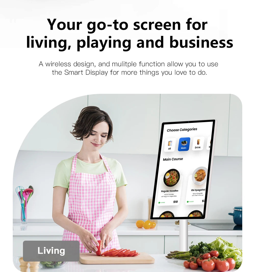 24 Inch Smart Home Fitness Entertainment Movable Charging Screen Built in Dual Speaker High-Definition Camera Smart TV