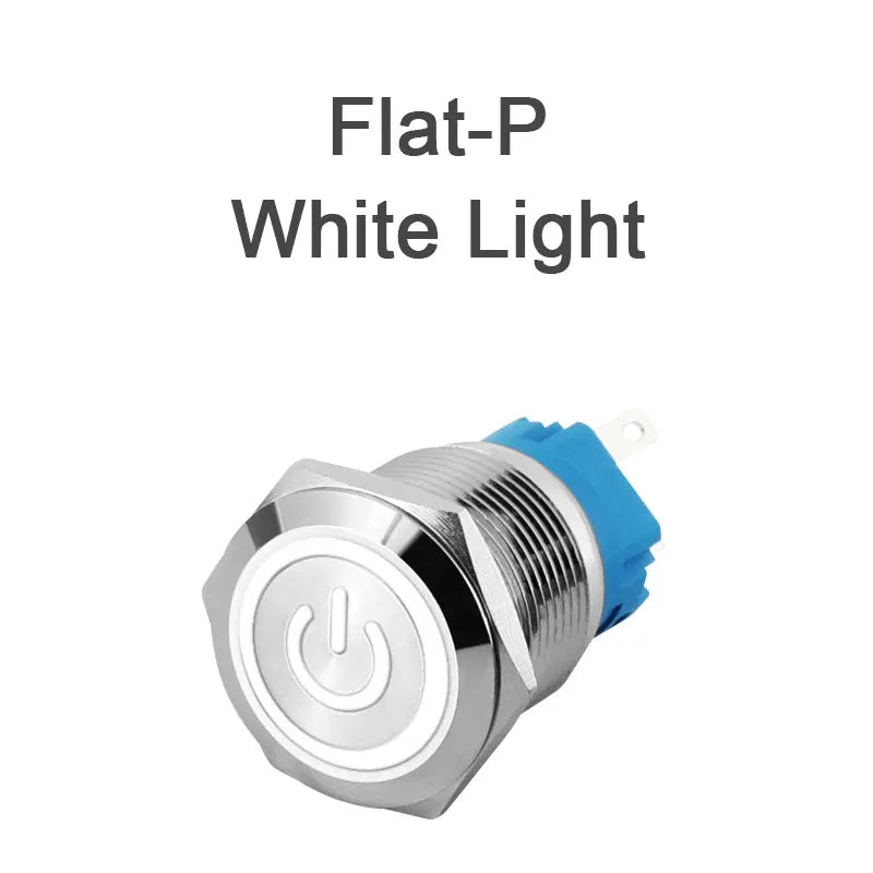 12mm 16mm 19mm 22mm metal push button on off switch power LED light Waterproof Flat circular button 3v 6v 12v 24v 110v 220v ip65