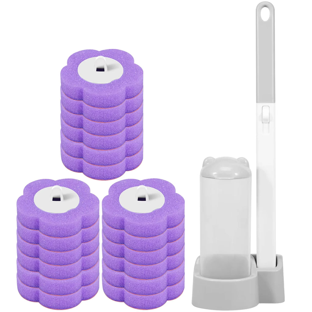 Upgrade Toilet Brush Kit with Disposable Replacement Heads, Long-Handle Hygienic Bathroom Cleaning Brush for Home WC Accessories