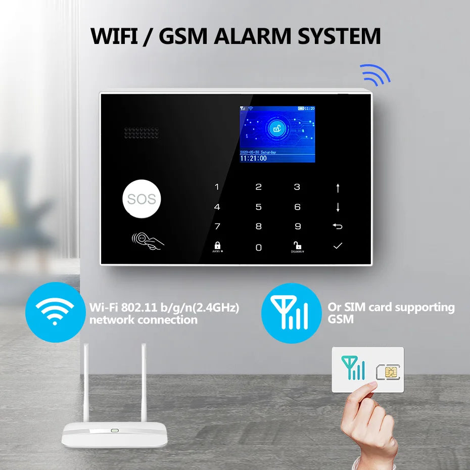 KERUI G30 Alarm System for Home WIFI GSM Security Alarm Panel with Temperature and Humidity Display Work Alexa Tuya Smart App