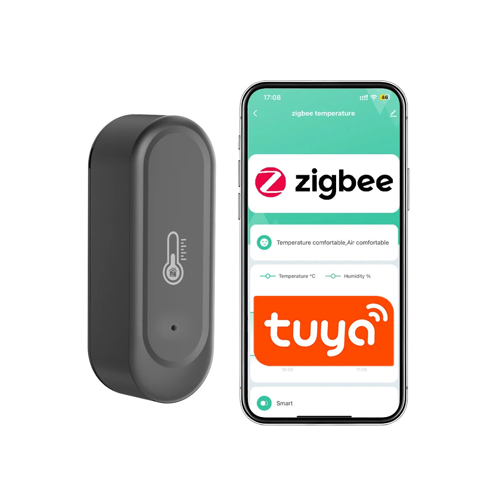 IP65 Waterproof Outdoor Zigbee or WiFi Temperature Humidity Sensor Home Tuya Thermometer Compatible Black or White Color