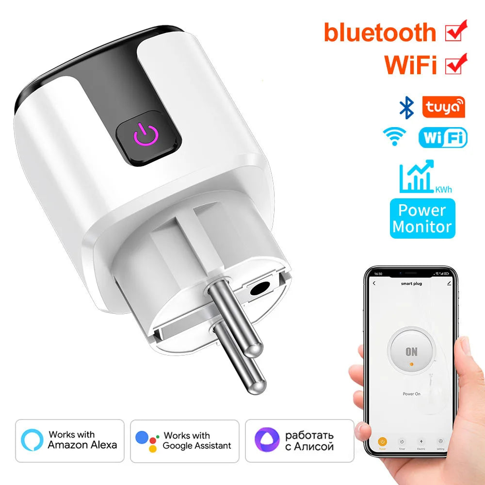 Smart Socket EU Plug WIFI 16/20A With Power Monitor Timing, Voice Control Work with Tuya APP Alexa Google Home Alice